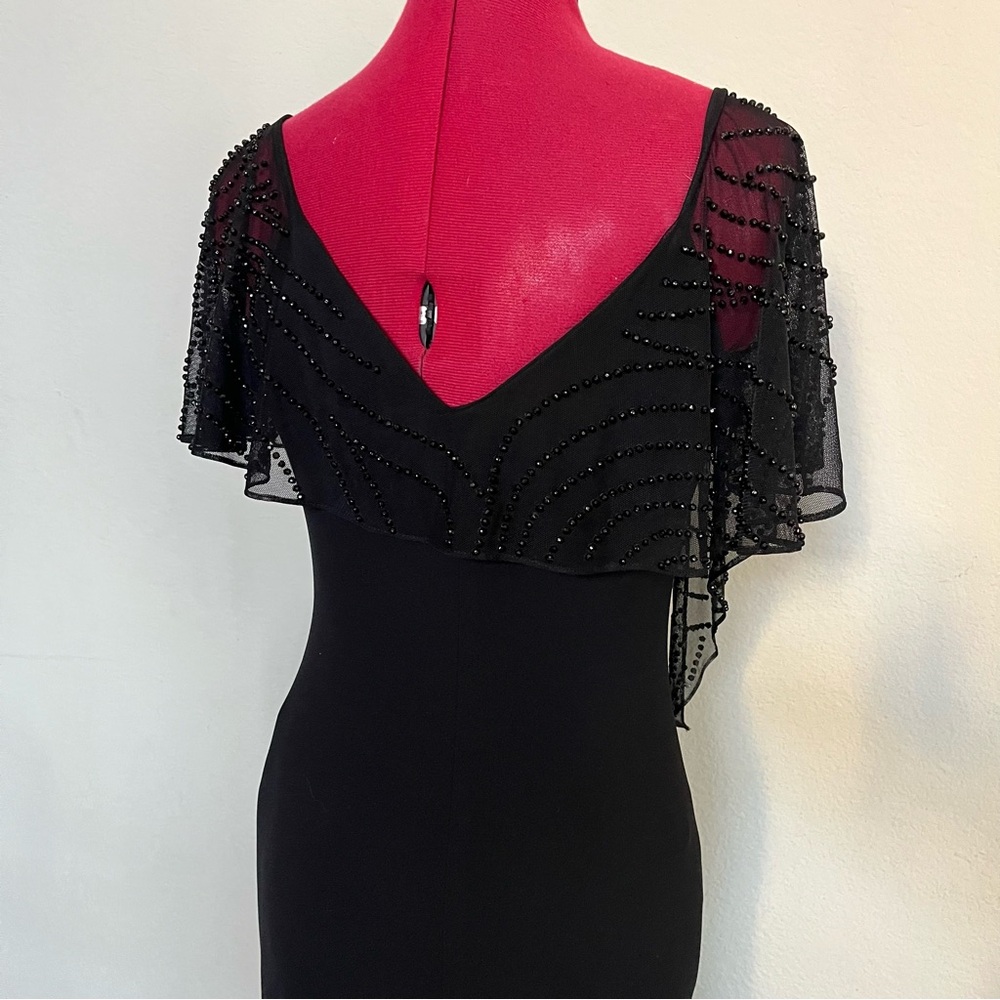 Vintage beaded 80s ๐ค draped neckline ballroom dance lbd classic 8P S.L. Fashion - Picture 13 of 15